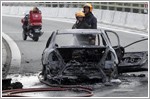 Car catches fire at on PIE near the CTE yesterday afternoon