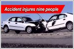 Nine people injured in multiple vehicle accident
