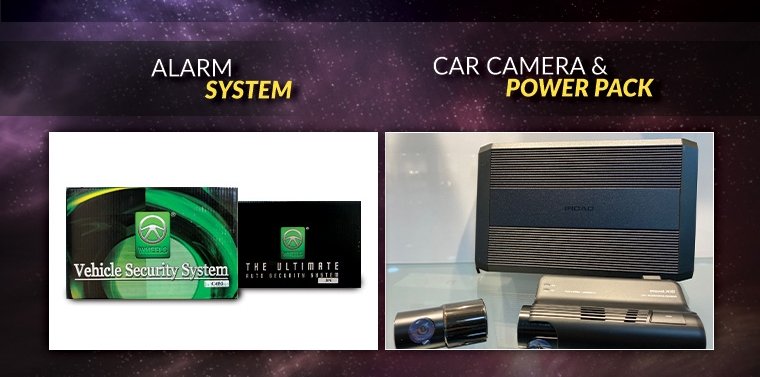 Alarm System, Car Camera & Power Pack