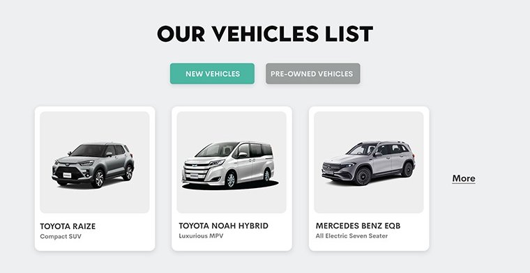 Our vehicle list