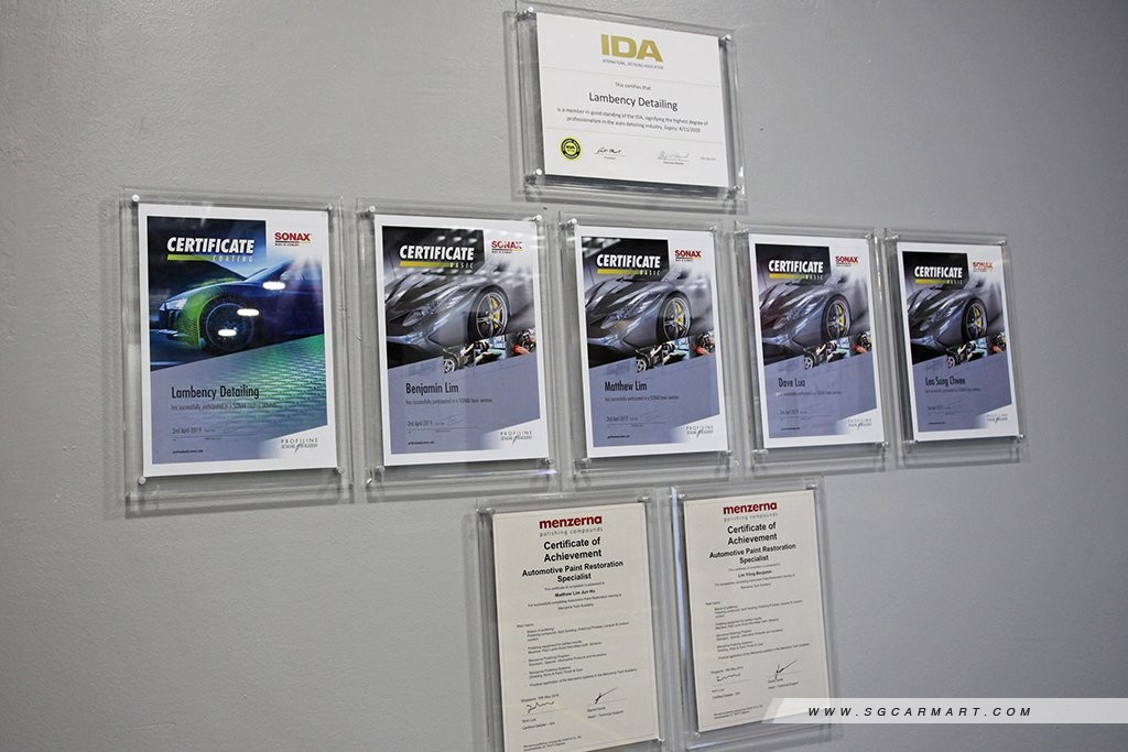 Lambency's Award and Certificates | Lambency Detailing