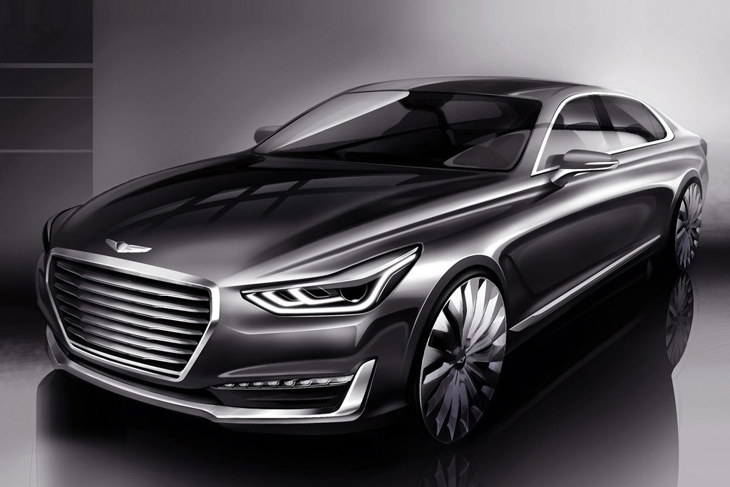 Hyundai unveils rendering of its new G90 luxury sedan