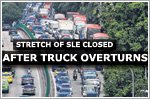 Stretch of SLE towards BKE closed after cement mixer truck overturns