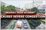 Traffic congestion along Braddell Road after car mounts centre divider