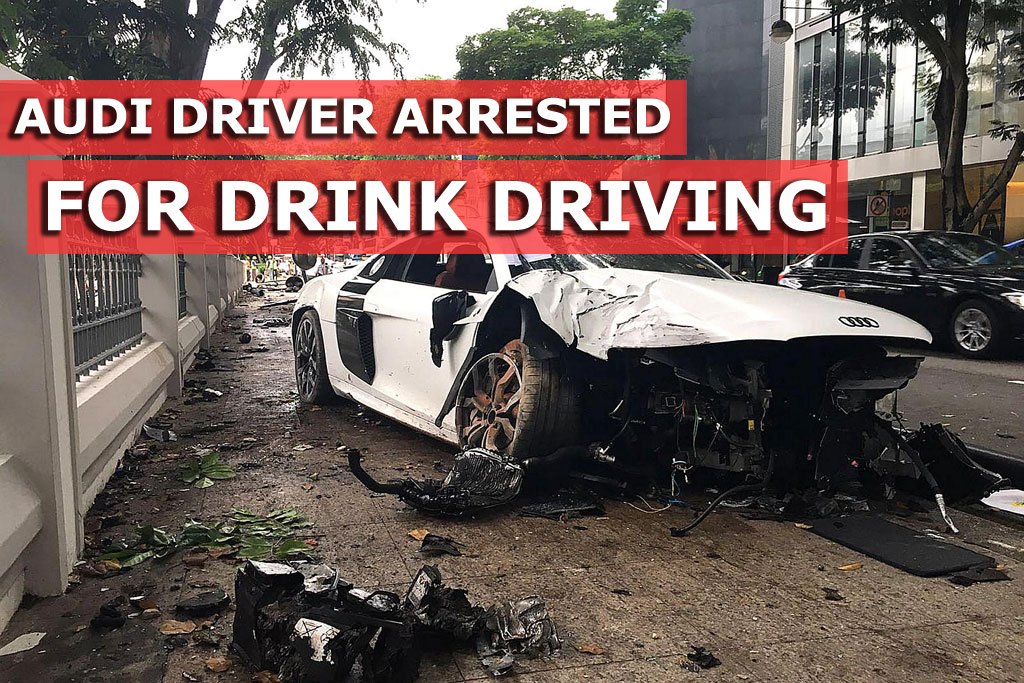 Audi driver arrested for drink driving accident along Bras Basah Road