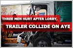 Three men hurt after lorry and trailer collide on AYE