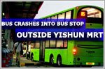 Bus crashes into bus stop outside Yishun MRT