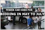Fewer car COEs for bidding in May to July