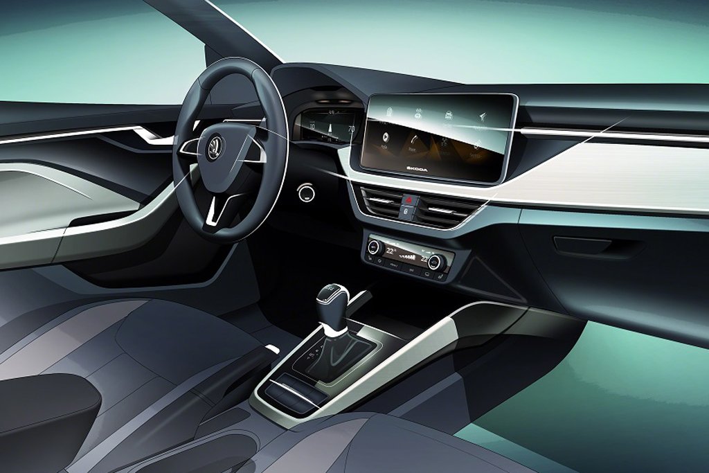 Skoda reveals interior sketch of the Scala - Sgcarmart