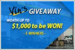 Vin's Automotive Giveaway - Up to $1,000 worth of vouchers to be won