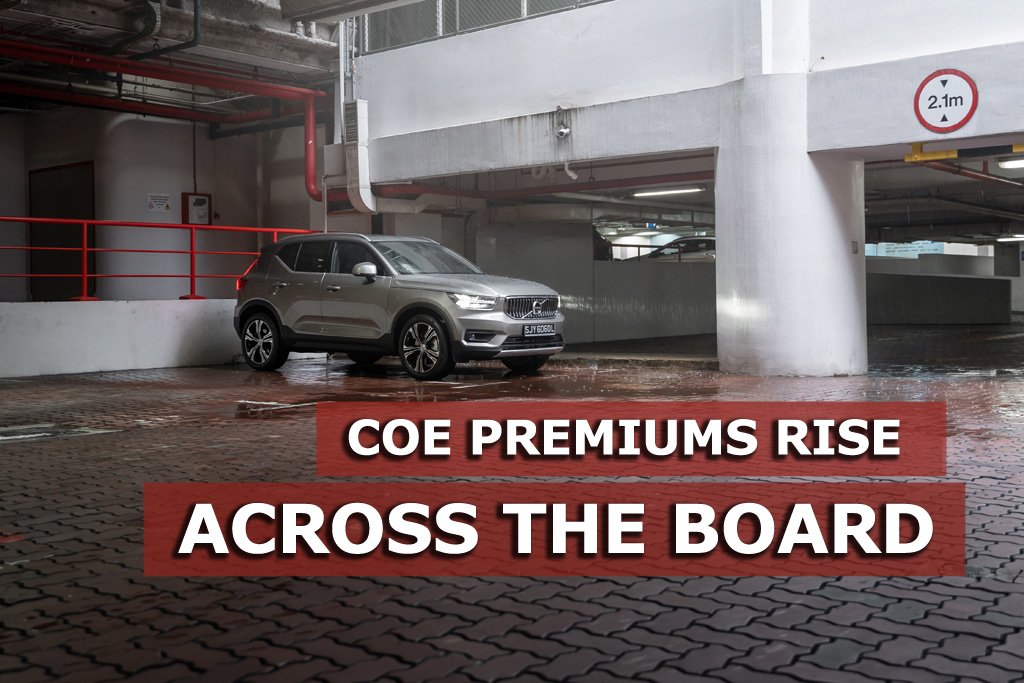 COE premiums rise across all categories, pushing Cat A to highest since