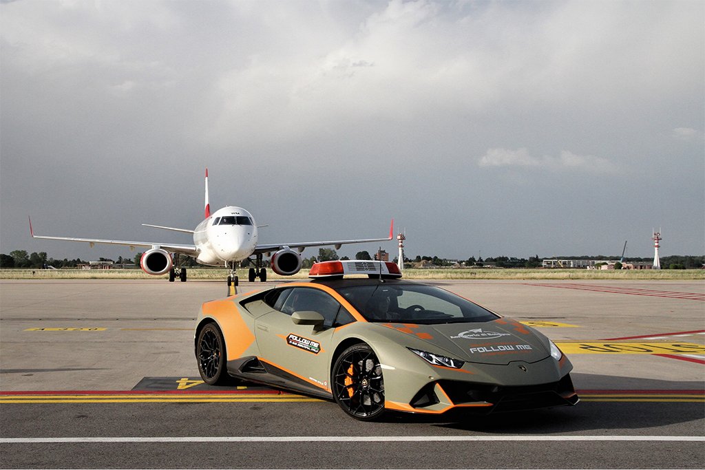 A Lamborghini Huracan EVO will be a follow-me car for Bologna Airport