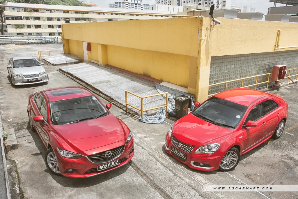 Mazda6 2.5 R (A) vs Suzuki Kizashi 2.4 (A) vs Toyota Camry 2.0 (A)