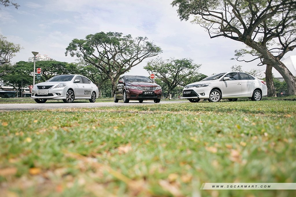 Toyota Vios 1.5 G (A) vs Nissan Almera 1.5 Premium (A) vs Honda City 1.5 (A)