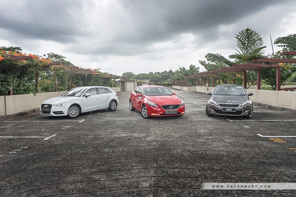 Audi A3 Sportback 1.4 (A) vs Peugeot 308 1.2 (A) vs Volvo V40 T2 (A)
